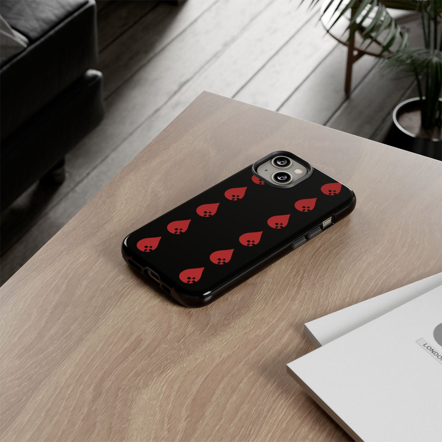 Sang Led Blood Logo Tough Protective Phone Case — Black Dripping Pattern