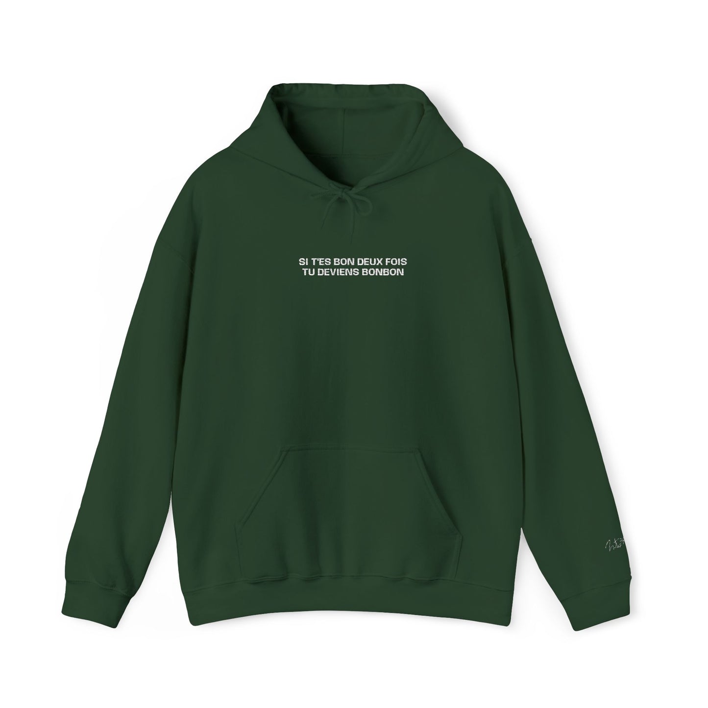 MESSAGES BONBON Embroidered Lyric Hoodie – LA MAISON (Maroon/Forest Green)