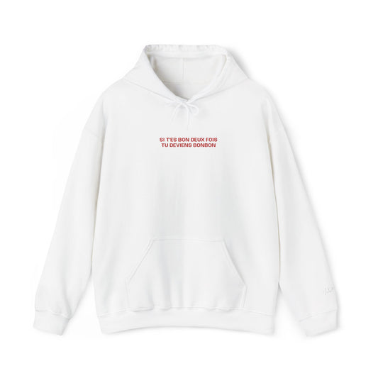 MESSAGES BONBON Embroidered Lyric Hoodie – LA MAISON (White/Navy)