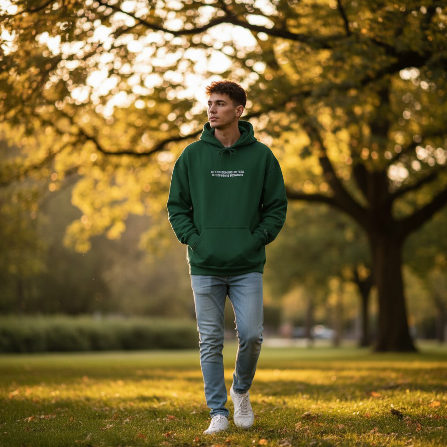 MESSAGES BONBON Embroidered Lyric Hoodie – LA MAISON (Maroon/Forest Green)