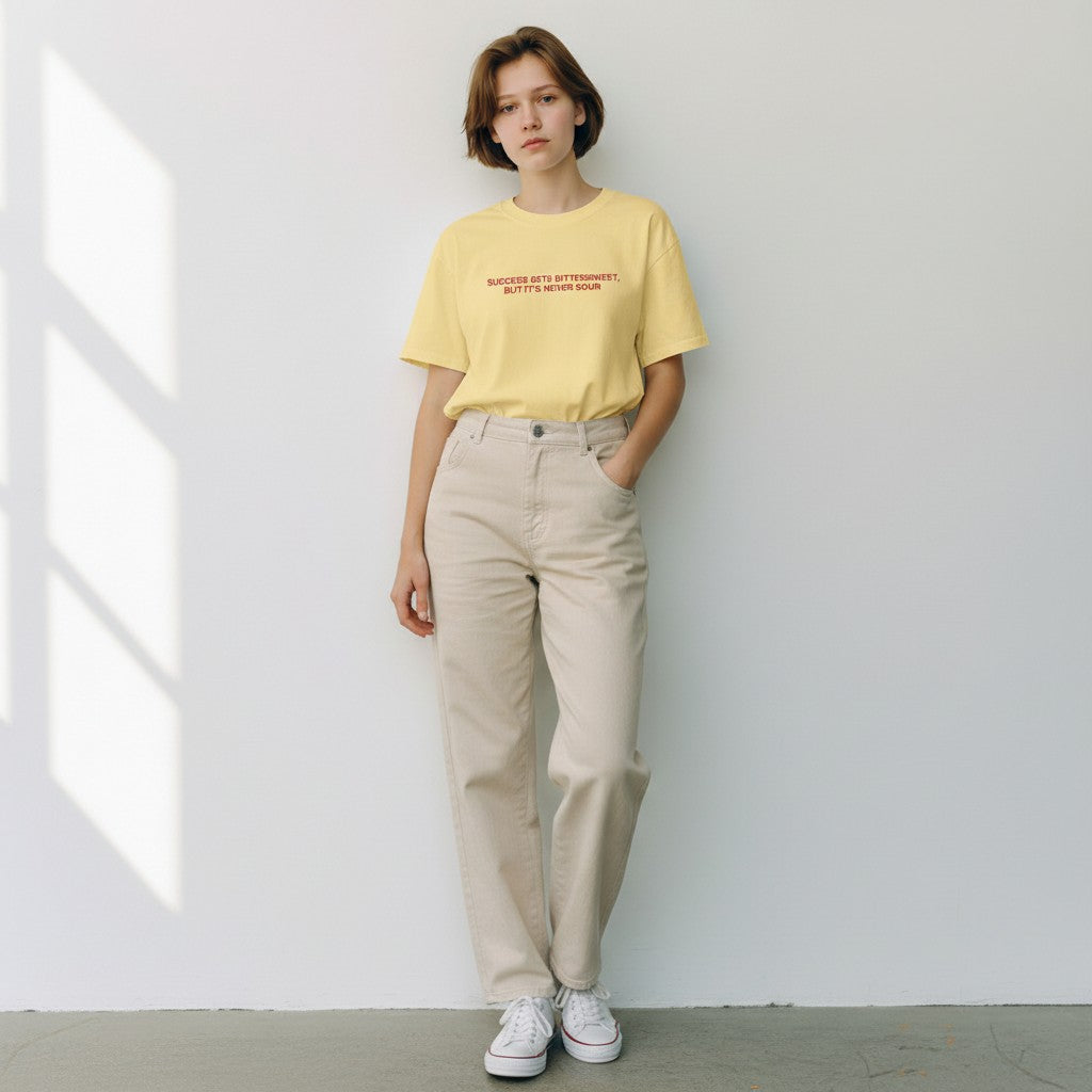 “Never Sour” Embroidered Lyric Tee – Success Gets Bittersweet