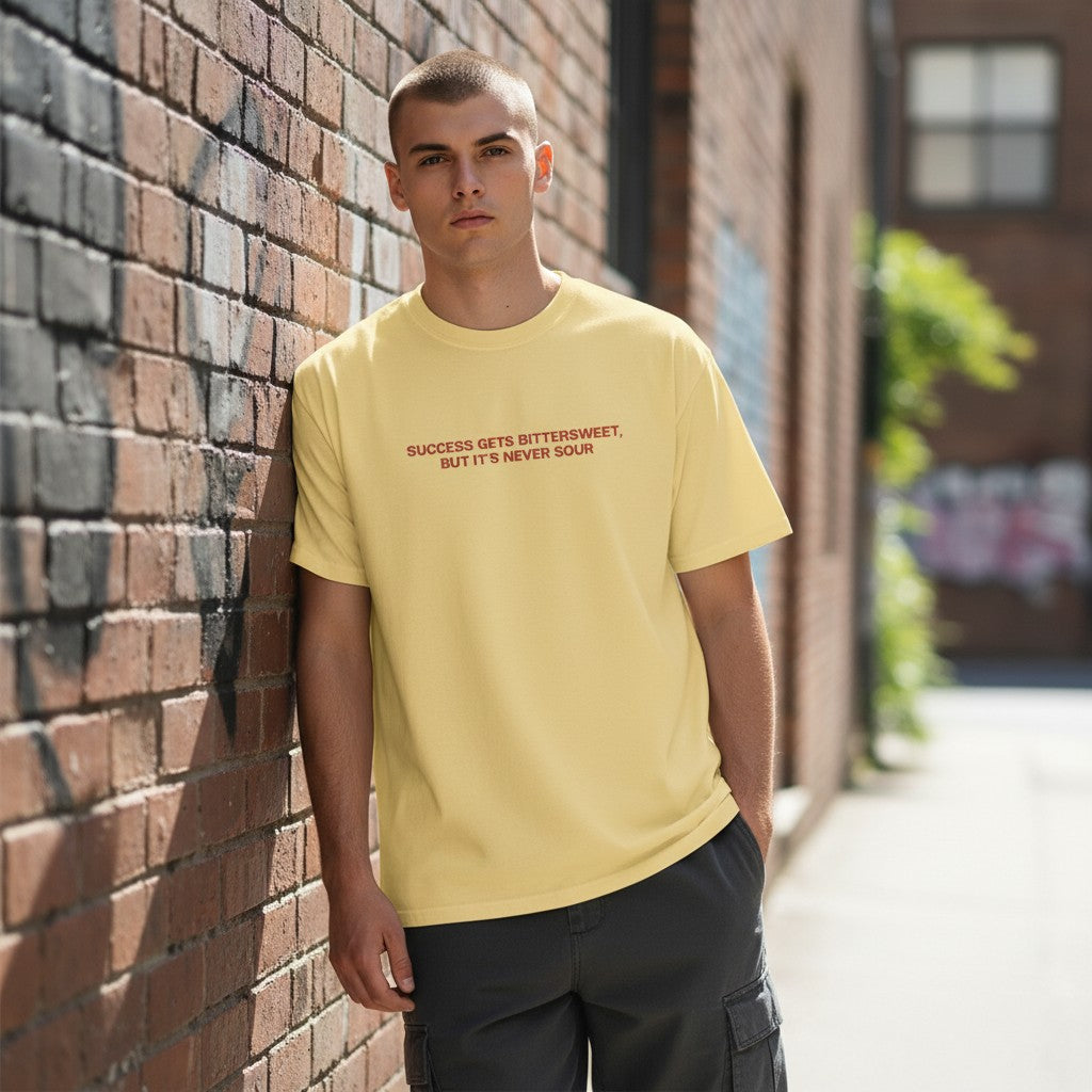 “Never Sour” Embroidered Lyric Tee – Success Gets Bittersweet