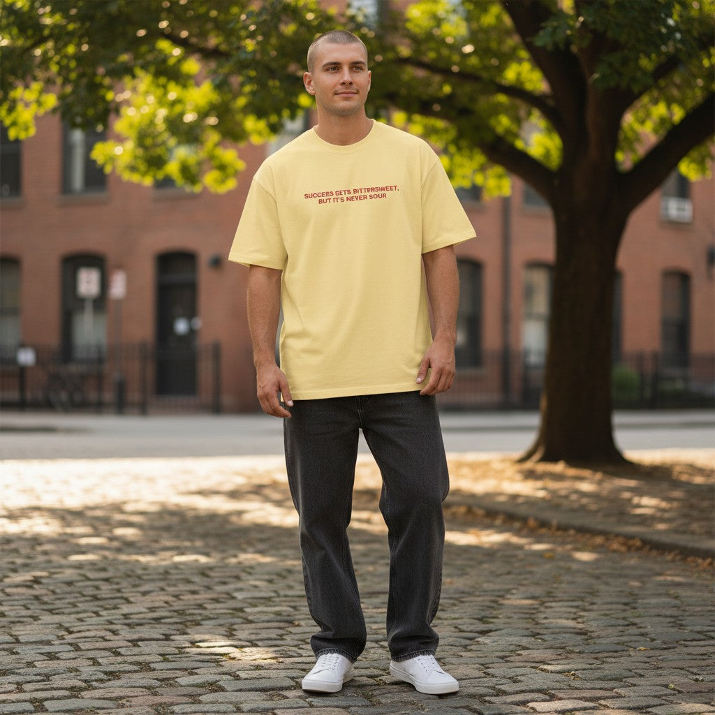 “Never Sour” Embroidered Lyric Tee – Success Gets Bittersweet