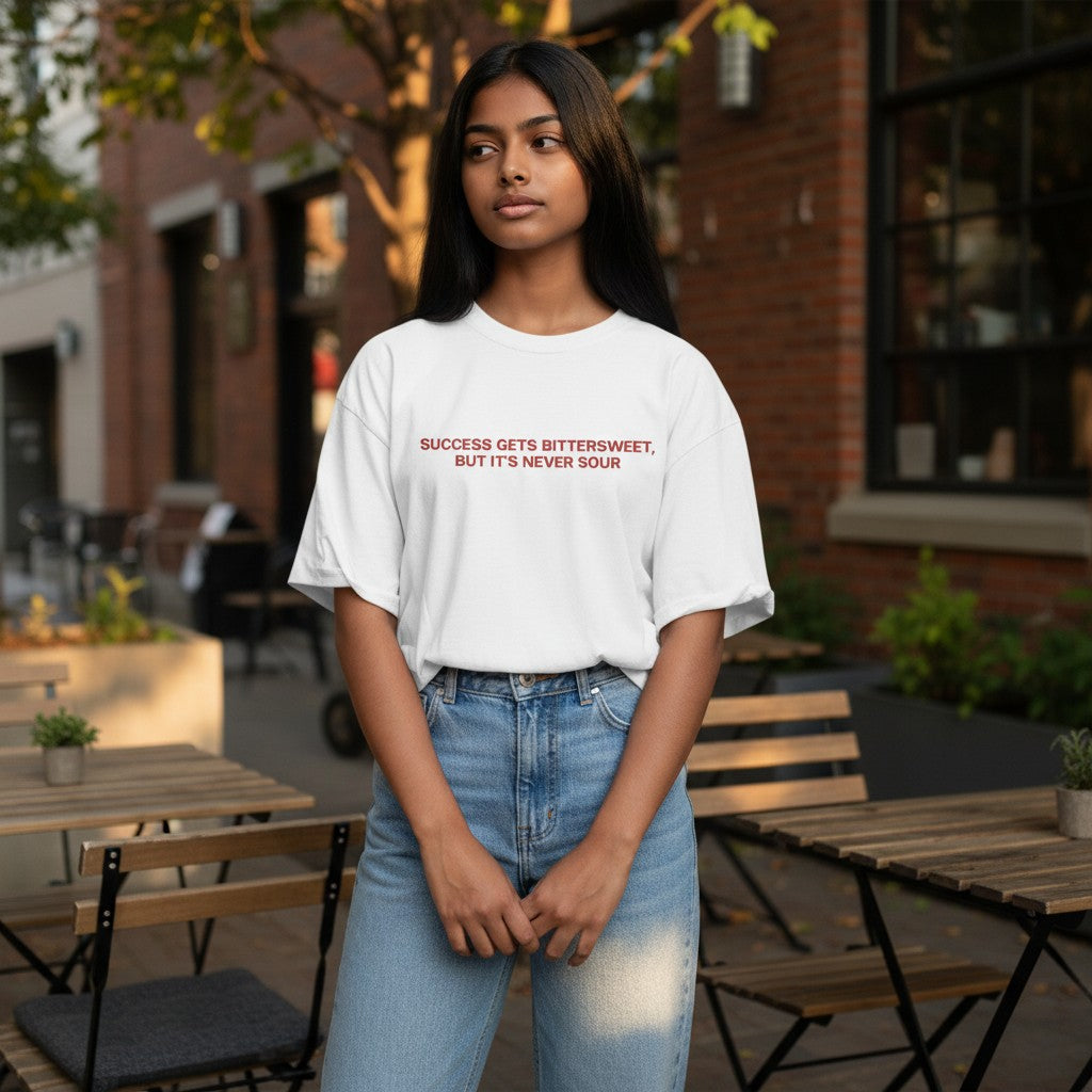 “Never Sour” Embroidered Lyric Tee – Success Gets Bittersweet