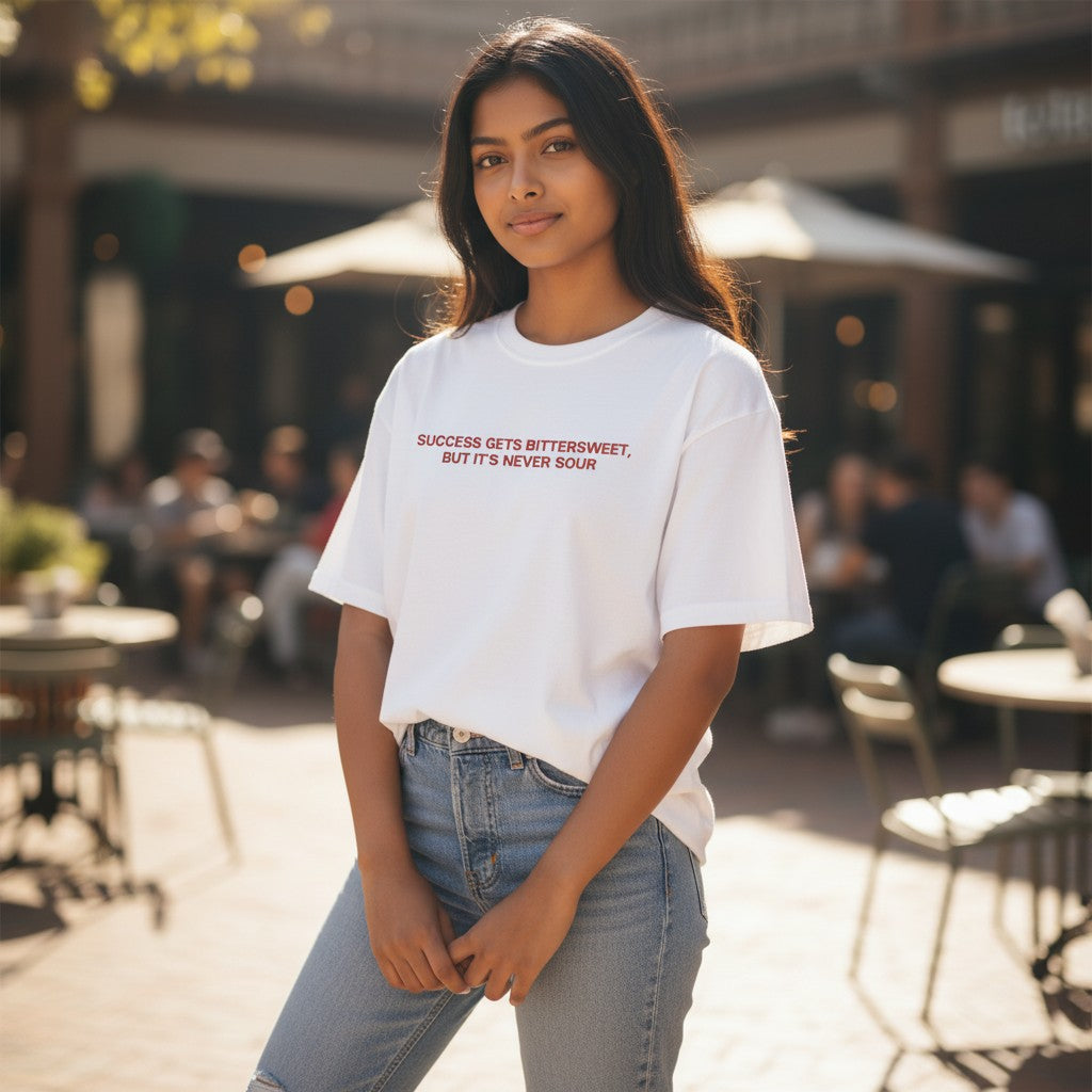 “Never Sour” Embroidered Lyric Tee – Success Gets Bittersweet