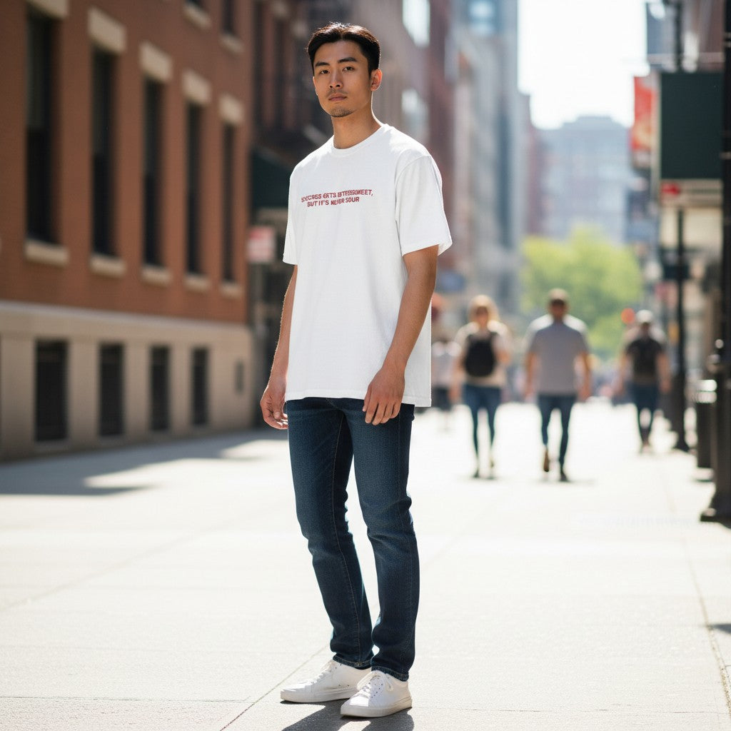 “Never Sour” Embroidered Lyric Tee – Success Gets Bittersweet